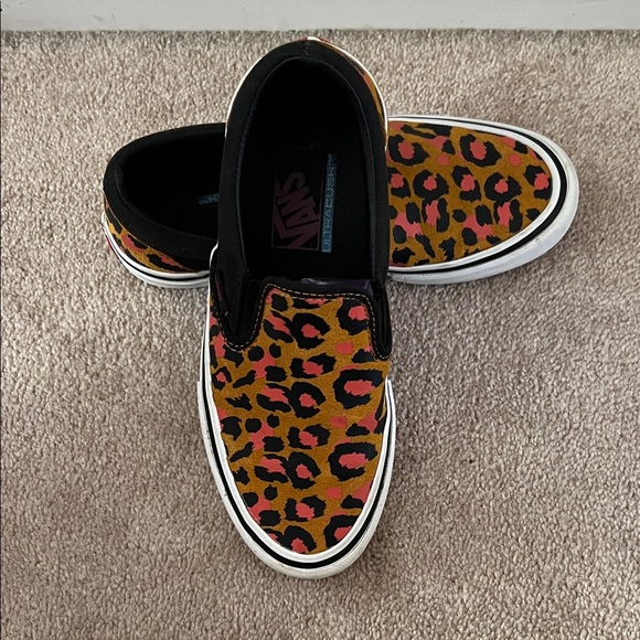 Vans Slip-On Leopard Sneakers - Black and Orange - Picture 2 of 4